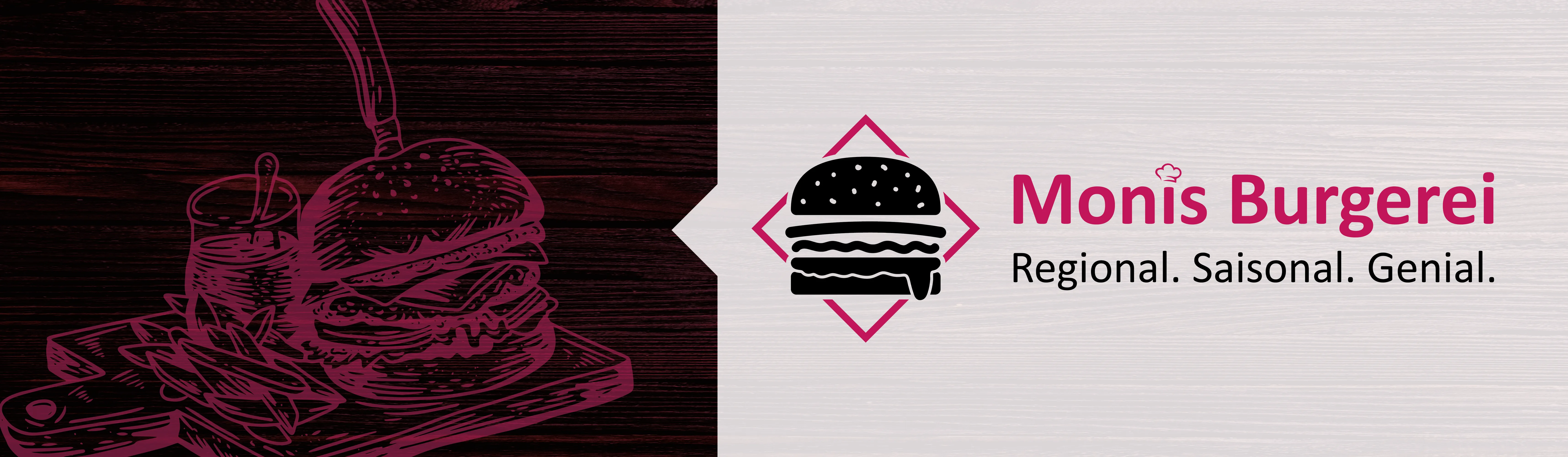 Hintergrund mit Burger und Logo